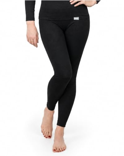 SES termounderkläder dam långa av 75 % bomull och 25 % polyester/ventilerande långa underbyxor dam/termiska underkläder dam för värme och komfort, antracit, 52