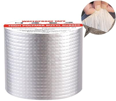 SopimusZ 10CM*5M Wasserdichtes Klebeband Dichtungsband Selbstklebend, Dichtband dusche,Butylkautschuk ​Aluminiumfolie dichtband,für Dachleckage, Oberflächenriss, Fensterbankspalt, Rohrbruch