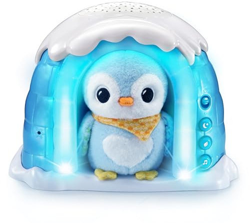 VTech Pingouin Lumineux étoilé 2 en 1 pour bébé - Boîte à Musique pour s'endormir avec projecteur de lumière et Musique de Sommeil - pour bébés et Enfants de 6 à 36 Mois