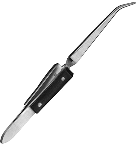 Shehadeh - Lötpinzette - Kreuzpinzette - Industrie-Pinzette - Technische Pinzette - mit Innenzahnung - gebogene Spitze