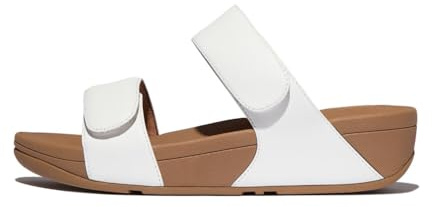 Fitflop Sandali da donna Lulu regolabili in pelle, bianco, 40 EU