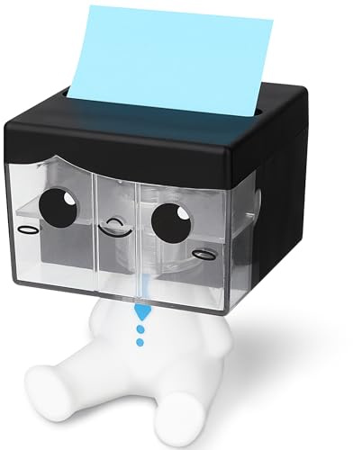 Dormercy Pop-up Notes Dispenser for Desk, Idea Boy Sticky Note Holder for Office School, Cute Office Supplies, 3x3 in, Magnetic Design, White, 1 Pack