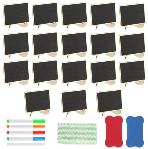 Lot de 18 petits tableaux à craie avec support - Mini tableaux noirs - Étiquettes de prix - Buffet - Mariage
