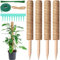YOUNGSAY 4 Pezzi Palo Totem in Fibra di Cocco, 42cm Scalabile Bastone per Piante Rampicanti con 10 Etichette per Piante + 20 Fascette Metalliche + 2M Fascette in Velcro + 2M Corda di Canapa
