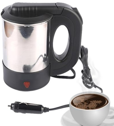 Viaje eléctrico - hervidor eléctrico, calentador de agua portátil | café de viaje eléctrico, té, fideos de taza, huevos duros y más mientras conduce largas distancias o atte