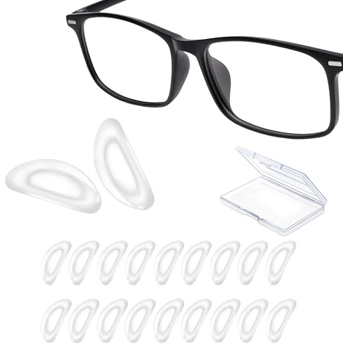 24 Pairs Silicone Nose Pads for Glasses Stick on,Anti-Slip Pads to Stop Glasses Slipping Down Nose,Durable & Comfortable Glasses Nose Pads,15 x 6 x 1.5 mm (Transparent) with Storage Plastic Box