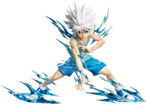 Noowye Killua zaoldyeck Figurine d'action Anime Killua zaoldyeck Statue avec vitrine en acrylique – 19 cm Figurine debout Dessin animé PVC Modèle Décoration de bureau Ornements