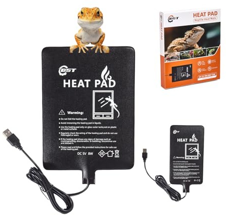 Almohadilla de calor para reptiles de 6 x 8 pulgadas, 8 W, tapete de calefacción para terrario debajo del tanque, tapete de calor para reptiles, almohadilla térmica para tortuga, lagarto, cangrejo