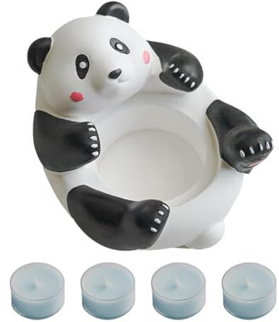 Tealight Colorate,Tealight Profumate - Portatealight con statua di panda con 4 tealight profumate | Portadecorativo in gesso artigianale, decorazione estetica per la casa per compleanni, matrimoni, fe