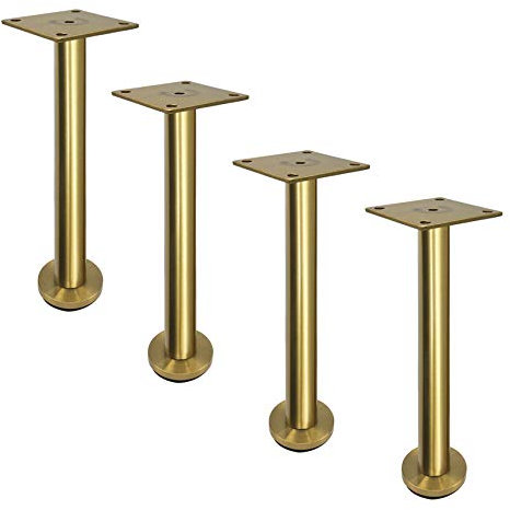 pingping1991 4er Set Möbelfüße,Edelstahl Tischbeine,Verstellbare Schrankfüße,Rund,Metall Möbelfüsse,Gebürstet Möbelbeine,Inklusive Anschraubplatte,für Sofa,TV-Schrank,Nachttisch,Schrauben(gold230mm)