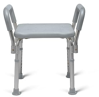 Medline Backless Shower Chair with Arms - 350 lb. capacity, Bench, Stool, Seat for Elderly, Seniors Independent Adult and Disabled Adults