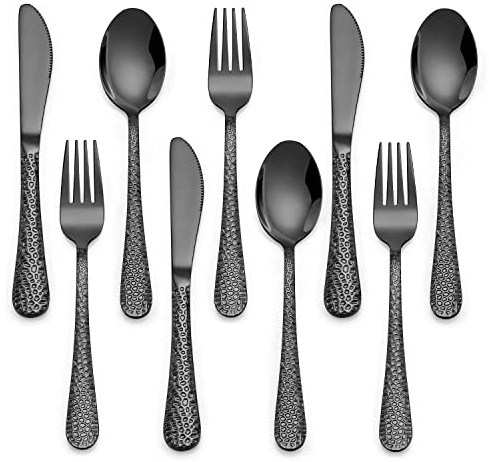 HaWare 9-Piece Toddler Kids Silverware Set, Stainless Steel Hammered Flatware, Preschooler Eating Utensils Includes 3 Spoons 3 Forks 3 Knives, Metal Children Cutlery for Home School, Mirror Finished