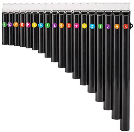 Deekec 18 Pipes Pan Flute C Key - Beginner-Friendly Instrument with Enhanced Mouthpiece Design for Easy Play, Perfect for Students and Music Enthusiasts, Black