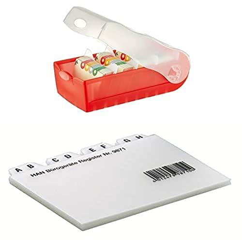 HAN Lernkarteibox CROCO, einfach Vokabeln lernen mit 5-Fächer-Lernsystem + HAN Register A - Z, DIN A7 quer