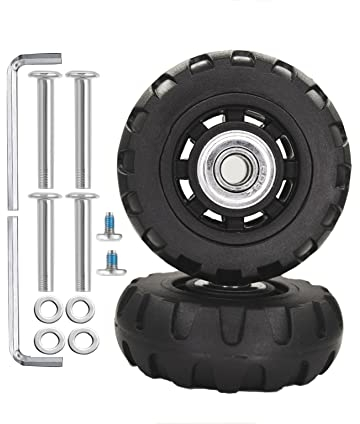 OROSTINA Kofferrollen Ersatzrollen 75 * 24mm 8mm Zenter Lager ID Gummi Rollen Räder 1Paar Mute Gepäck Koffer Ersatz Wheels