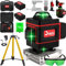 DELPHI Livella Laser Linea Trasversale 4D 360 Gradi Verde 16 Linee Rotanti da Costruzione Autolivellante Con Batteria e Treppiede IP54