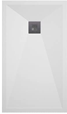 SOULBATH Plato de Ducha - Resina - Textura Liso Seda - Antideslizante - Color Blanco - 80x70- Extraplano - Gel-Coating® - Incluye Válvula desagüe+Rejilla