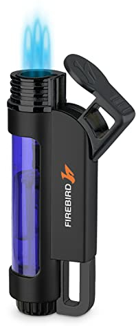 Mechero Soplete Firebird Illume - Encendedor Triple Llama - Recargable con Gas butano (no Incluido) - Gran Rueda para el Ajuste de Llama - Gran depósito de Gas - Ventana para Nivel de Gas