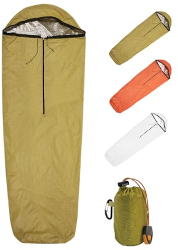Upneargo Emergency Sleeping Bag Thermal Bivvy, Lightweight Survival Sleeping Bags Thermal Bivy Sack Portable, Compact, Waterproof, Reusable for Camping, Hiking, Outdoor, Activities