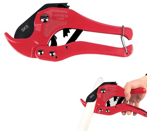 Cortador de Tubos de Plástico,Cortador de Tubo Tipo Trinquete de 42 mm,Tijeras para Tubos de Plastico,Cortador de PVC Cortador de Tubos Tipo Trinquete para Tubos Cables Eléctricos Cables,Hoja Negro