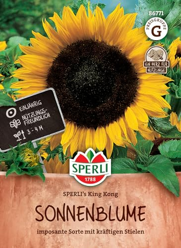 Sperli Sonnenblumensamen SPERLI's King Kong 86771 - Einjährig - Nützlingsfreundlich - 3-4m - imposante Sorte - Pflanzen Samen, Saatgut, Blumensamen