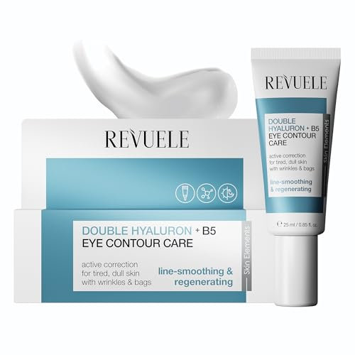 REVUELE Double Hyaluron + B5 crema occhi con acido ialuronico e urea – Ialuronico per la cura degli occhi contro rughe e occhiaie, per la pelle liscia e paffuta – 25 ml