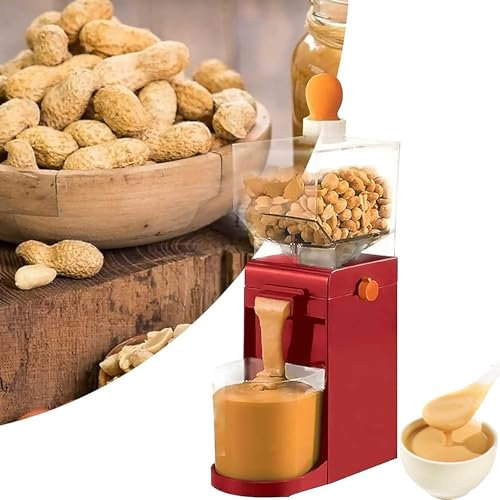 Peanut Butter Maker,120W Electric Peanut Butter Mixer with Grinding Disk,500ml Container,Anti-Slip Base,Cooking Nut Grinder,Kitchen Butter Machine,Grain Cereal Mill for Cashews, Almonds, Hazelnuts