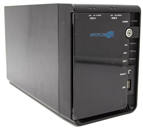 SIMPLETEK - NAS A06-NASG502D con 2 ranuras para discos HDD de hasta 2 TB | Compatible con Windows hasta 7 | HDD de 2 TB + cable alimentación + LAN incluidos (reacondicionado)