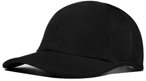 PivotWing Basecap dam herr UPF50+ vattenavvisande lätt löpmössa mjuk utomhus sport mössa, svart, 58-60
