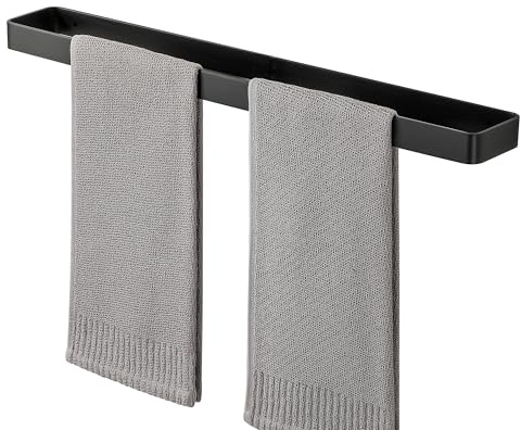 SAYAYO Porte Serviette Mural pour Salle de Bain, Support Serviette en Aluminium pour Cuisine Baignoire Lavabo, Montage à Vis Finition Noire 60CM, EGYS24030-600-B