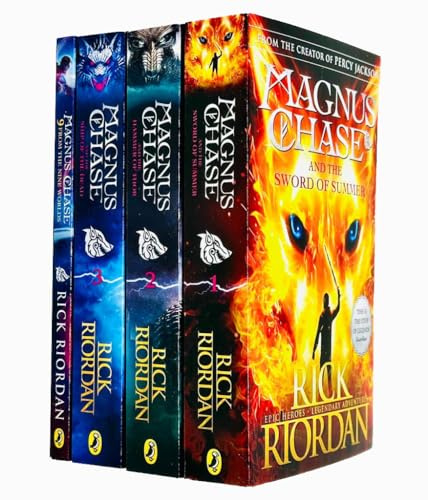 Magnus Chase and the Gods of Asgard 4 Books Collection Set By Rick Riordan (The Sword of Summer, The Hammer of Thor, The Ship of the Dead & 9 From the Nine Worlds)