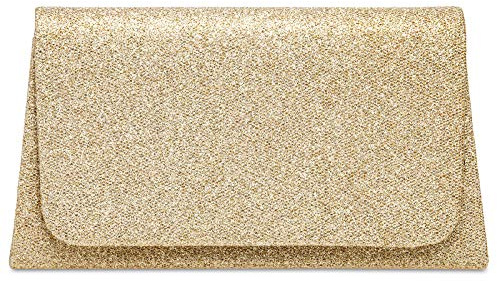 Caspar TA502 kleine elegante Damen Glitzer Clutch Abendtasche, Farbe:champagner, Größe:Einheitlich