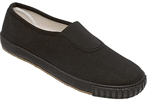 Pe Pumps Boys Girls Unisex Adult Kids Children Back to School Pe Pump Gym Sports Trainers P.E. Pumps Plimsolls Shoes Gusset Plimsoles Trainers(Slip-On Kids 12)