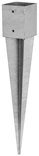 ADGO Post Support - Soporte para postes (100 x 100 x 900 mm, galvanizado, para postes de montaje en caliente, color plateado