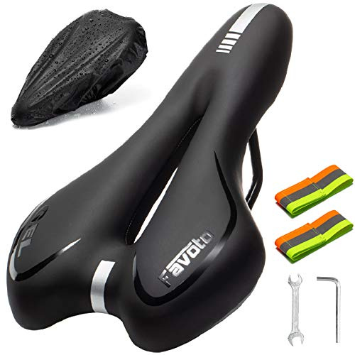 Favoto Selle de Vélo, Siège de Velo Gel de Silice Ergonomique de Remplacement avec Bandes Réfléchissantes/Outils de Clé, Confortable pour Bicyclette/Vélos de Montagne/Vélos de Route/VTT/Vélos Pliants