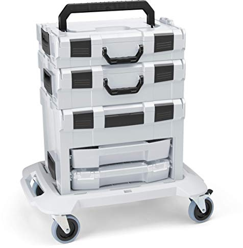 Bosch Sortimo L-Boxx Systemkoffer Set Grau | L-BOXX 102 und 136 | LS-Boxx 306 Werkzeugkasten Leer | Mit Roller für den Transport | TÜV-Geprüft