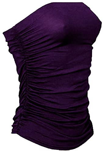 Femmes Sexy Casual Summer Bandeau Sans Manches Froncé Plage Vest Shirt Tube Tops, violet, 36-38