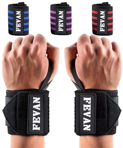 FEVAN Pack 2 verstellbare Fitness-Armbänder – Handgelenk-Tendinitis-Armband – Unisex-Crossfit-Armbänder – Karpaltunnel-Armband – Armband (Schwarz) (Schwarz)