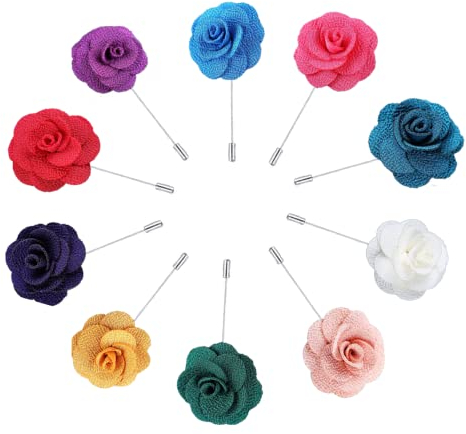 YKKJ 10 Stück Kamelie Anstecknadel，Blumen-Anstecknadel-Set，für Anzug, Ansteckblume, Hochzeitsanstecker Brosche.