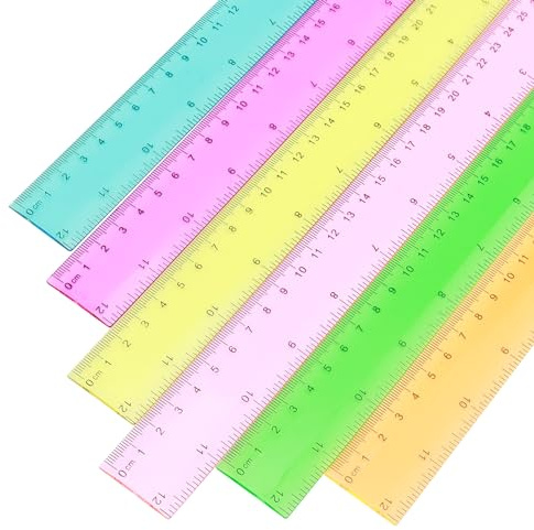 MUKCHAP 30 Pieces 30cm/12 Inch Colorful Ruler with Inches and Metric, 6 Colors Plastic Straight Ruler for Office