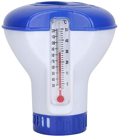 Flytande Klorinator, Poolförsörjning Pool Klor Floater Dispenser Med Termometer Stor Kapacitet Håller Tabletter Justera Ringar Pool Flytande Dispenser För Balanserad Leverans, Spa, Hot Tub