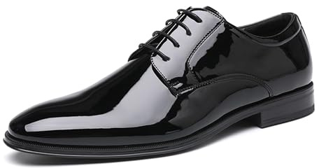 DECARSDZ Mens Classic Formal Oxford Lace-up Patent Leather Shoe for Men Wedding Suit Tuxedo Dress Shoes