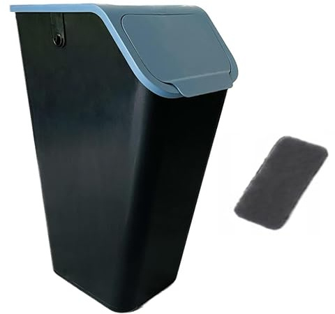 Go Practic Kitchen Bin, 1x 35L, With Blue Click Lid For Paper, Recycling, Waste Sorting Bins, With Carbon Filter, Container Trash Can, Under Sink Kitchen Bin
