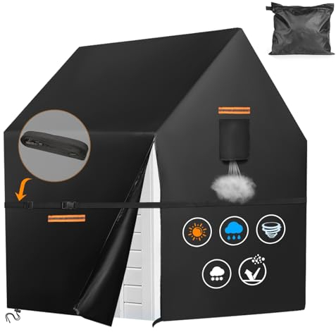 Playhouse Cover,Heavy Duty 420D Cover for Smoby Outdoor Playhouse,Large Playhouse Cover Waterproof,Easier to cover by Side Zipper,Kids Play House Cover with 4 Reflective Strips and Windproof Buckle