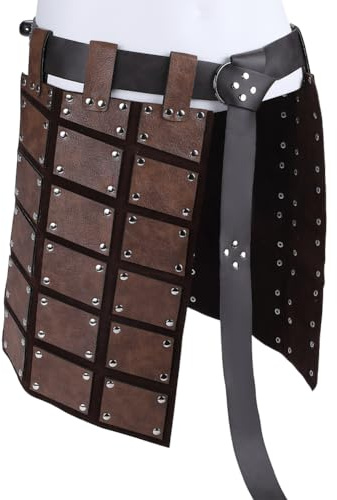 GORGECRAFT Armatura Medievale per Coscia in Ecopelle Retro Doppi Lati Protezione per Armatura in Vita con Cintura Cavalieri Mercenari Gonna Armatura per Larp Costume Cosplay di Halloween
