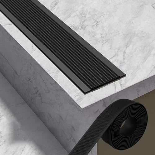 Perfil de Borde de Escalera Tira Antideslizante Tira Perfil Integral de Mamperlán Autoadhesivo Borde de Escalera Borde de Escalera de PVC Escalones Interiores y Exteriores ( Color : Nero , Size : T3cm