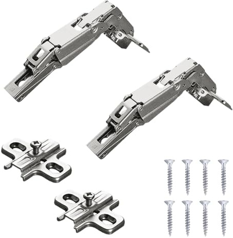 Kit 2 Cerniere SALICE Collo 0 (165° a Scatto) Ø 35 MM con 2 Basi H0 e 8 Viti - bundle cerniera collo dritto con base basetta per ante cucina anta sportello mobili a scomparsa - JZCR