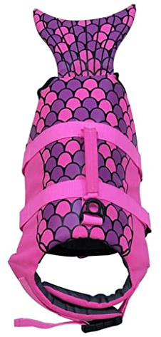 Adjustable Dog Life Jacket Swimming Safety Vest Swimsuit +Handle Rose Red L