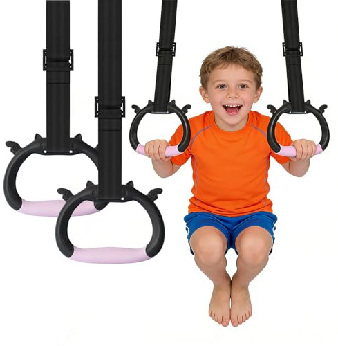 Othrion Gymnastic Rings Gymnastics Rings,Children's Adjustable Strap Strength Training Rings for Physical Training Used with Indoor Horizontal Bar Load-Bearing 250kg Non-slip