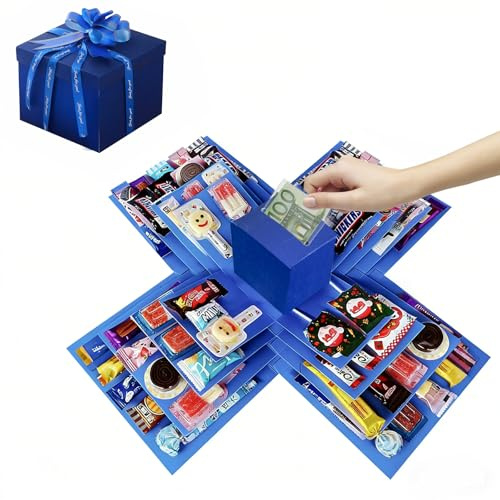 DIY Explosion Gift Box 5 Layer Creative Surprise Gift Box Explosion Blue | Surprise Gift Box, Includes Creative Little Box for Cash Gifts, For Photos and Small Gifts